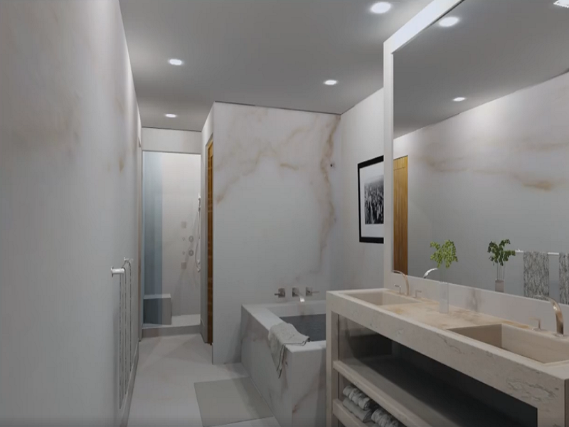 Bathroom in Travertino marble
